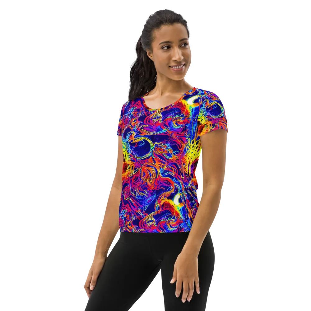 Firefly Frenzy on Women's Athletic T-Shirt — Left