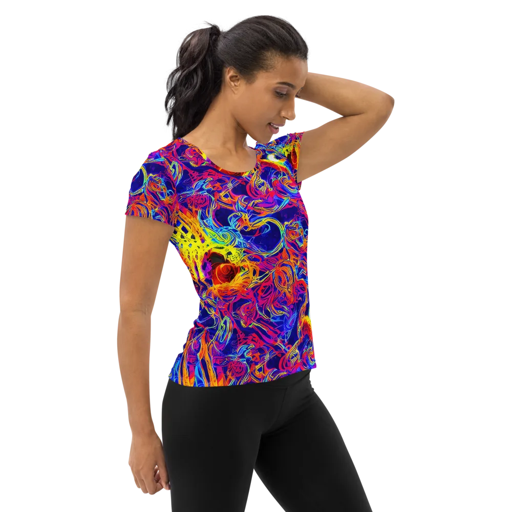 Firefly Frenzy on Women's Athletic T-Shirt — Right