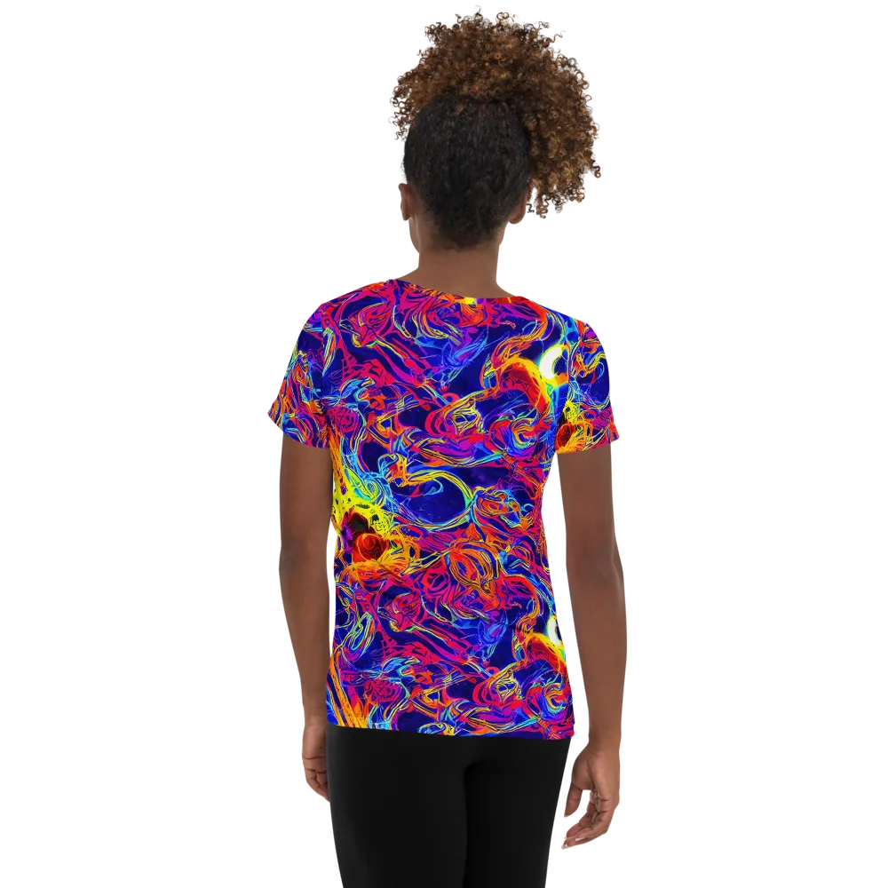 Firefly Frenzy on Women's Athletic T-Shirt — Back