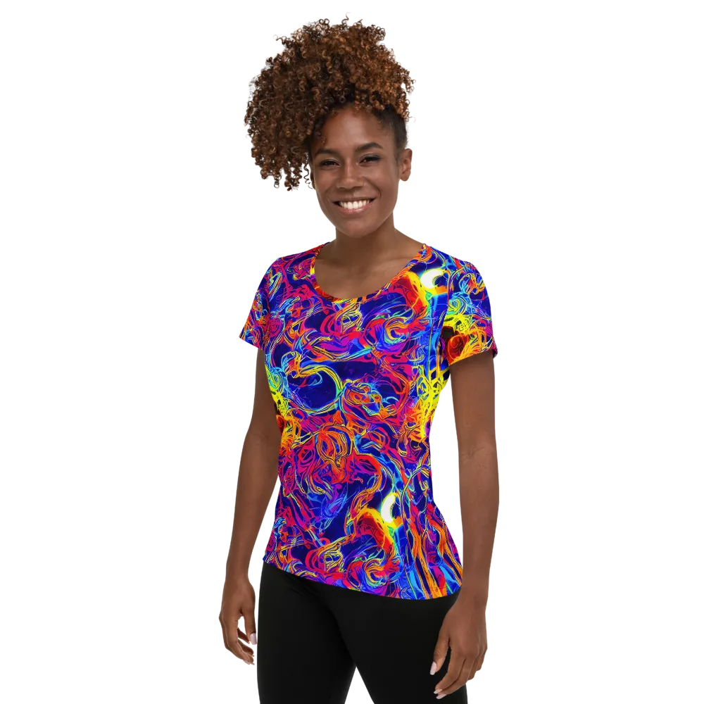 Firefly Frenzy on Women's Athletic T-Shirt — Left