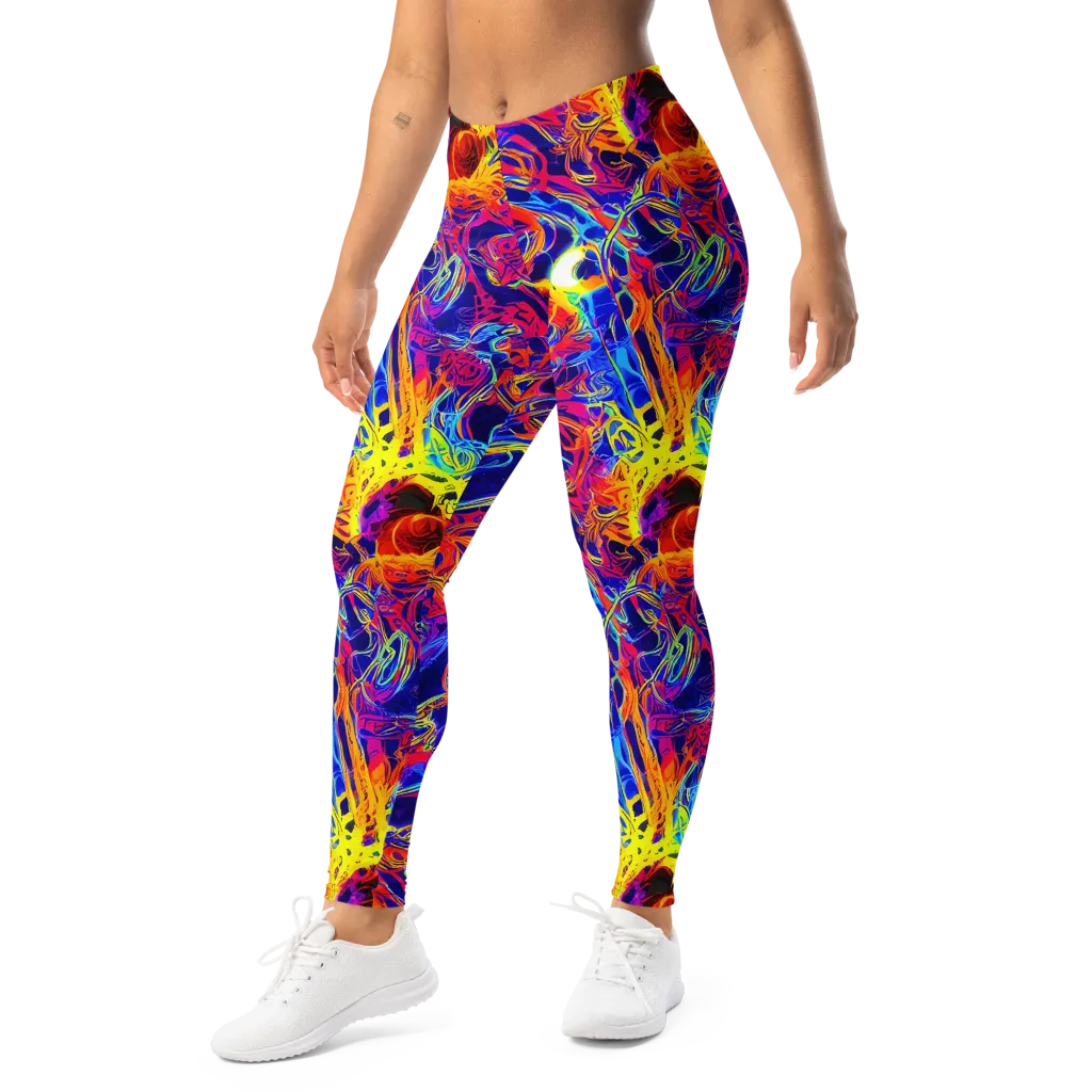 Firefly Frenzy on Leggings — Left Front
