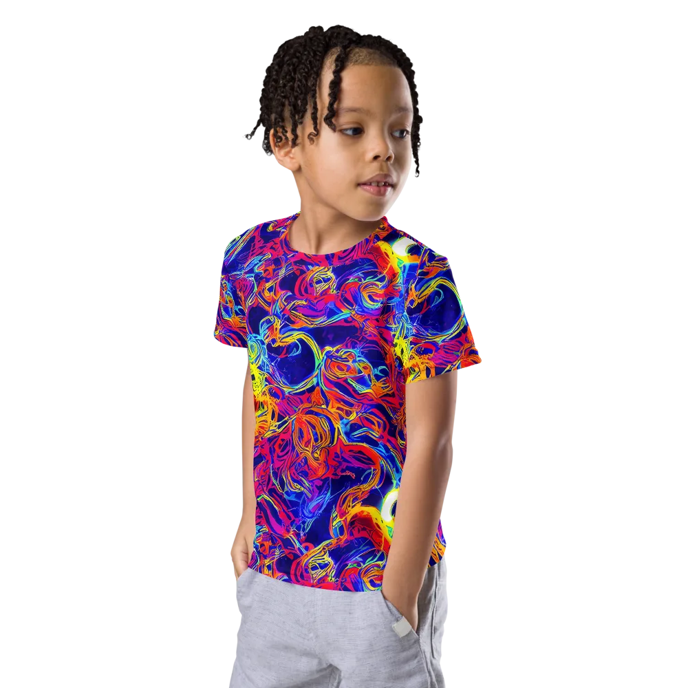Firefly Frenzy on Kids Crew Neck T-Shirt — Left Front