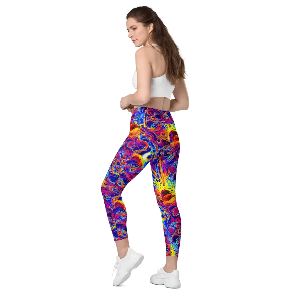 Firefly Frenzy on Leggings with Pockets — Left Back