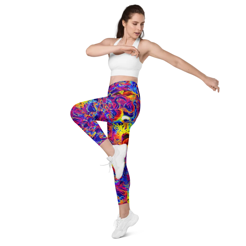 Firefly Frenzy on Leggings with Pockets — Left Front