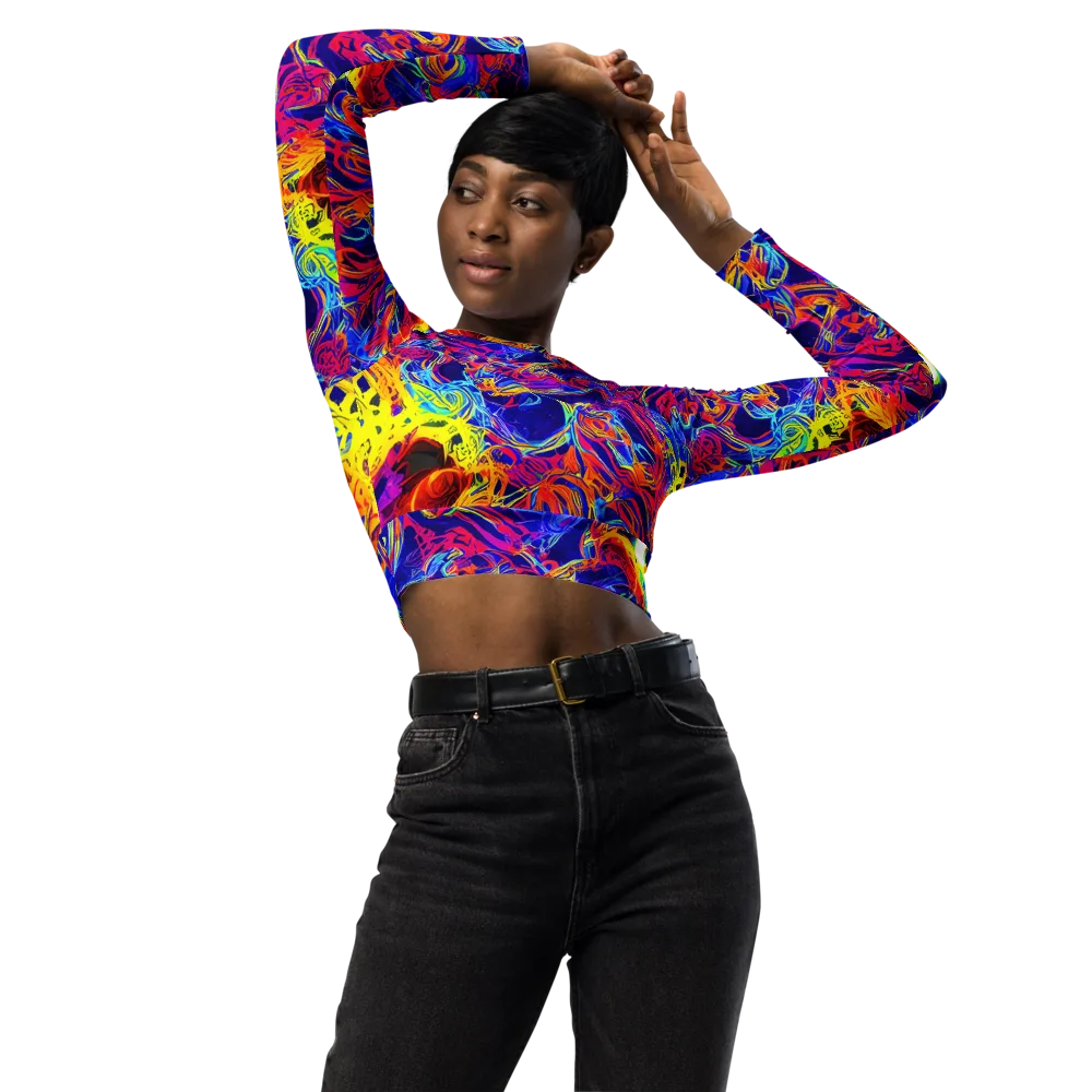 Firefly Frenzy on Long Sleeve Crop Top — Front