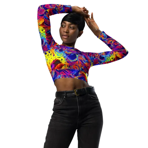 Firefly Frenzy on a Long Sleeve Crop Top