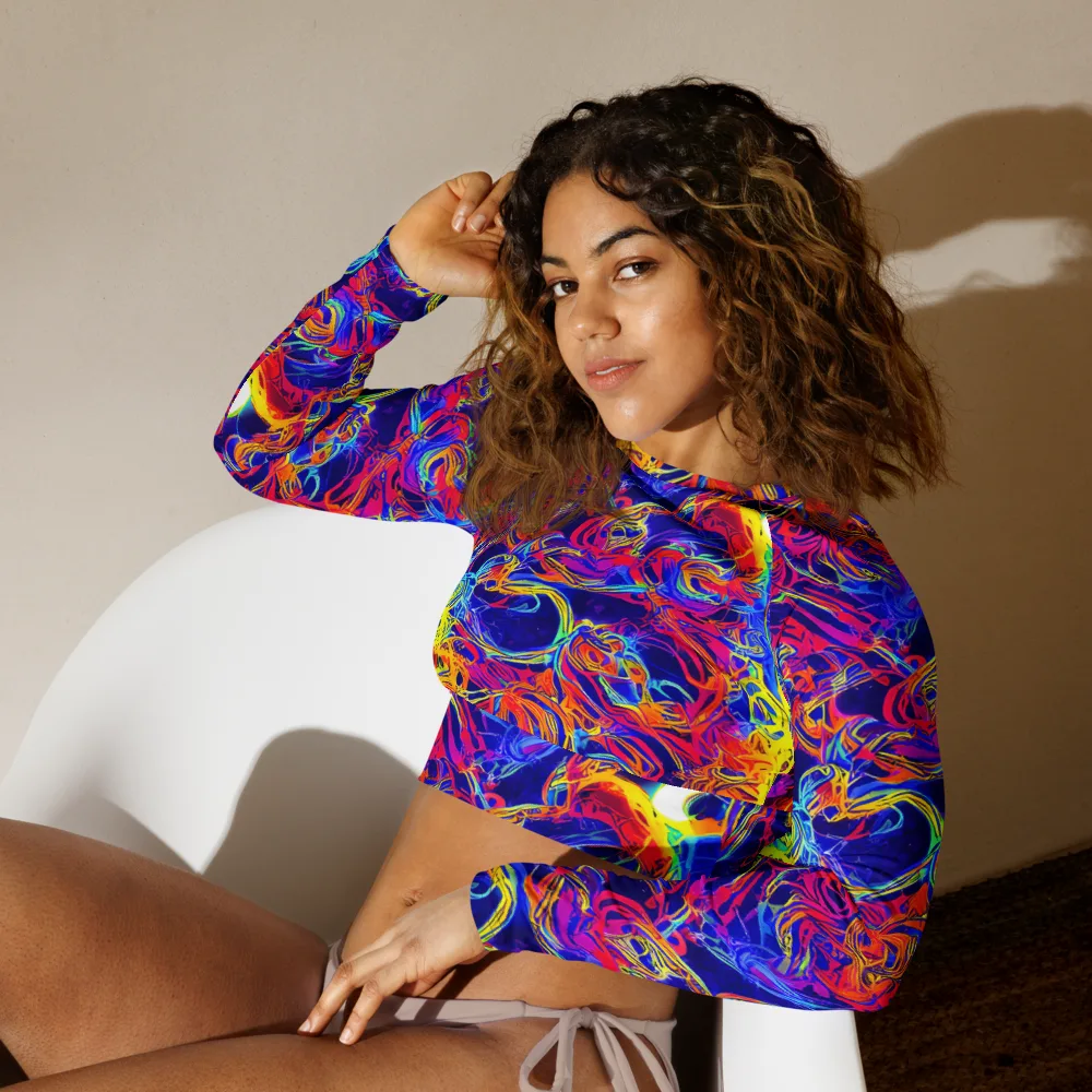 Firefly Frenzy on Long Sleeve Crop Top — Left Front