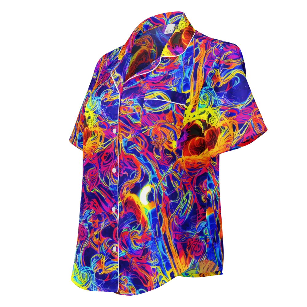 Firefly Frenzy on Women's Short Sleeve Pajama Top — Left Front