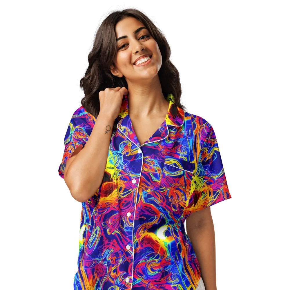 Firefly Frenzy on Women's Short Sleeve Pajama Top — Front