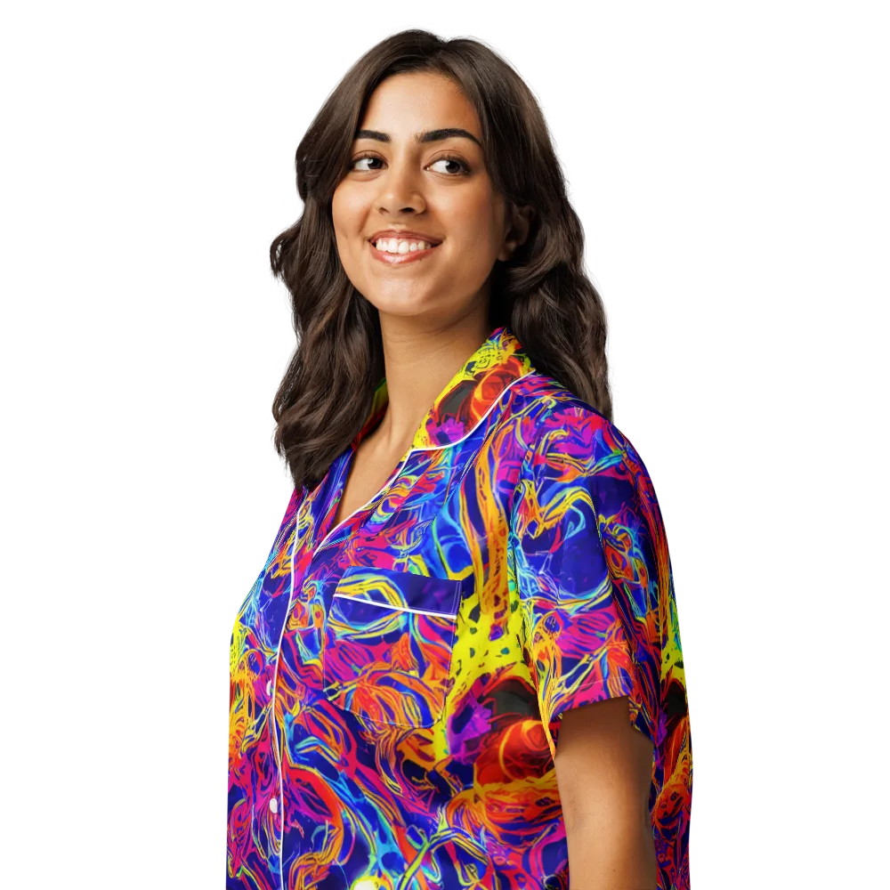 Firefly Frenzy on Women's Short Sleeve Pajama Top — Left Front