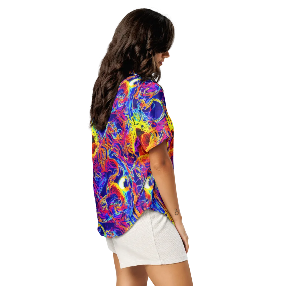Firefly Frenzy on Women's Short Sleeve Pajama Top — Right Back