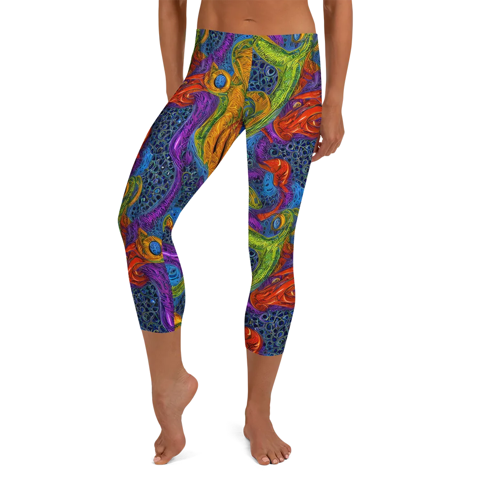 Reef of Fire on Capri Leggings — Front