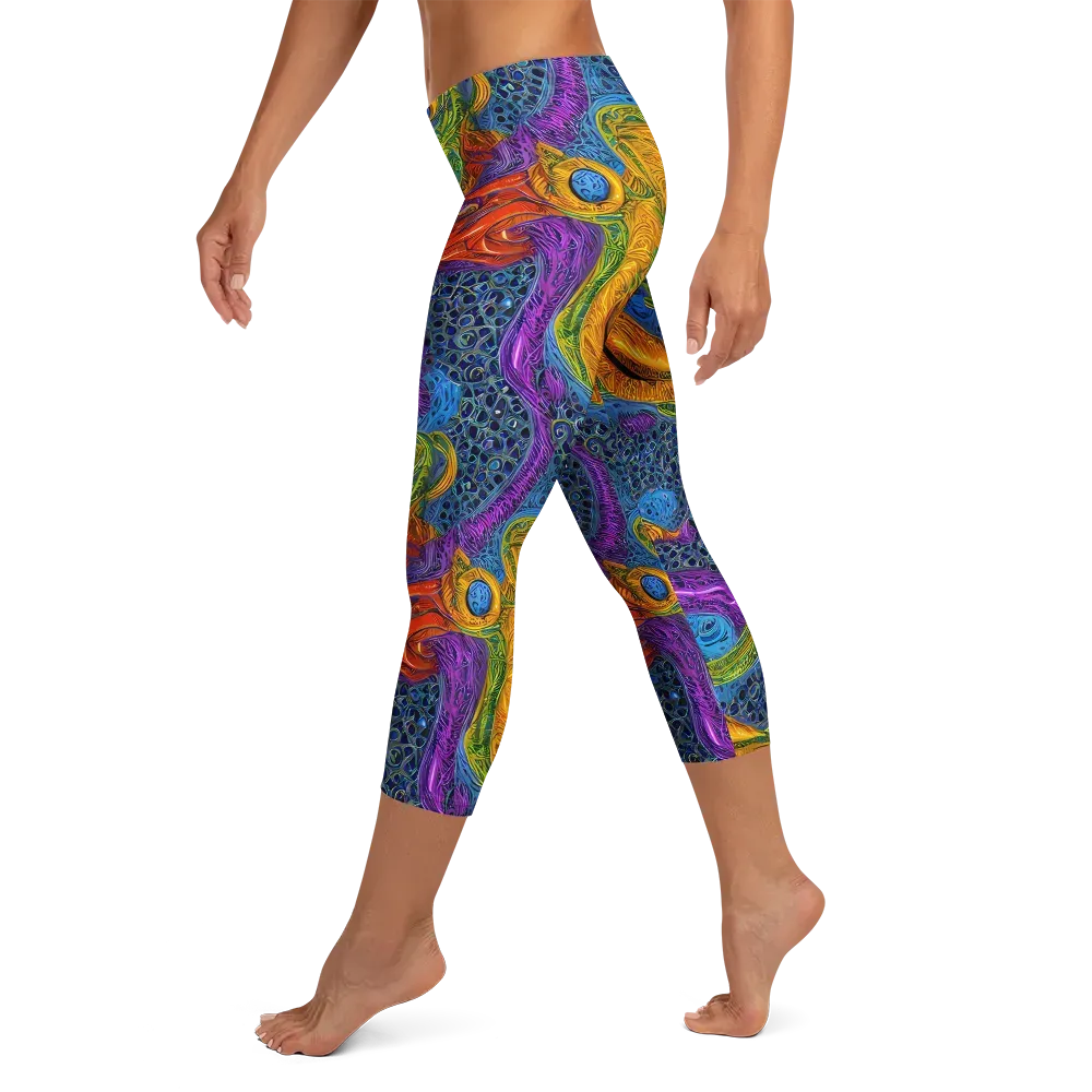 Reef of Fire on Capri Leggings — Left