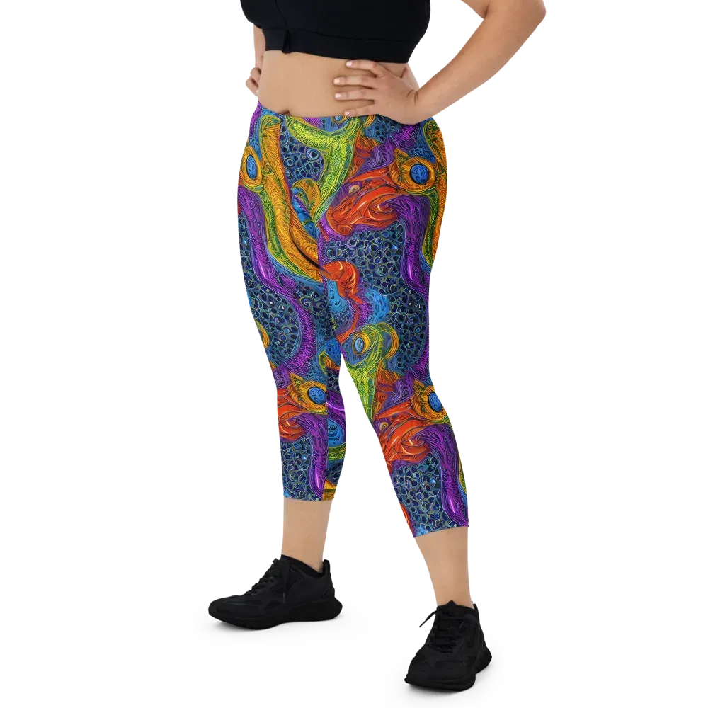 Reef of Fire on Capri Leggings — Front