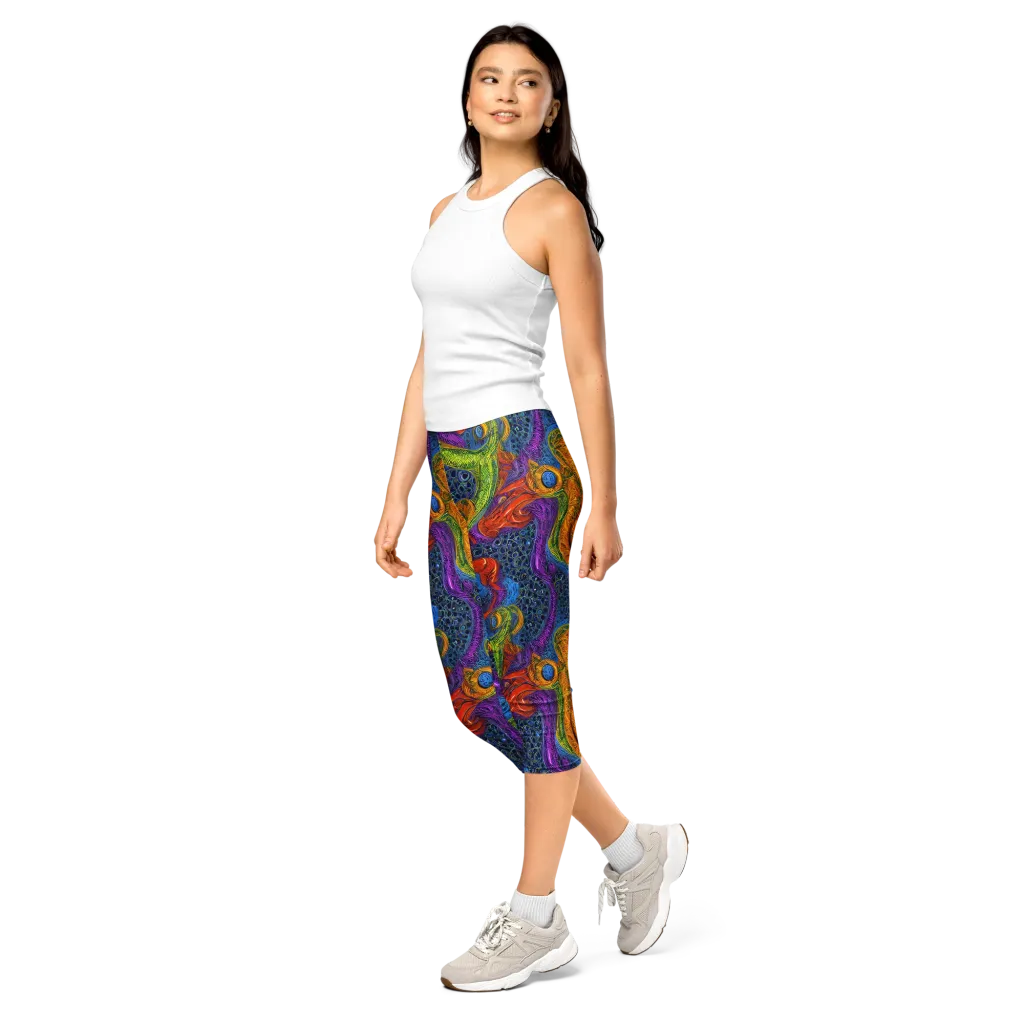 Reef of Fire on Capri Leggings — Left Front