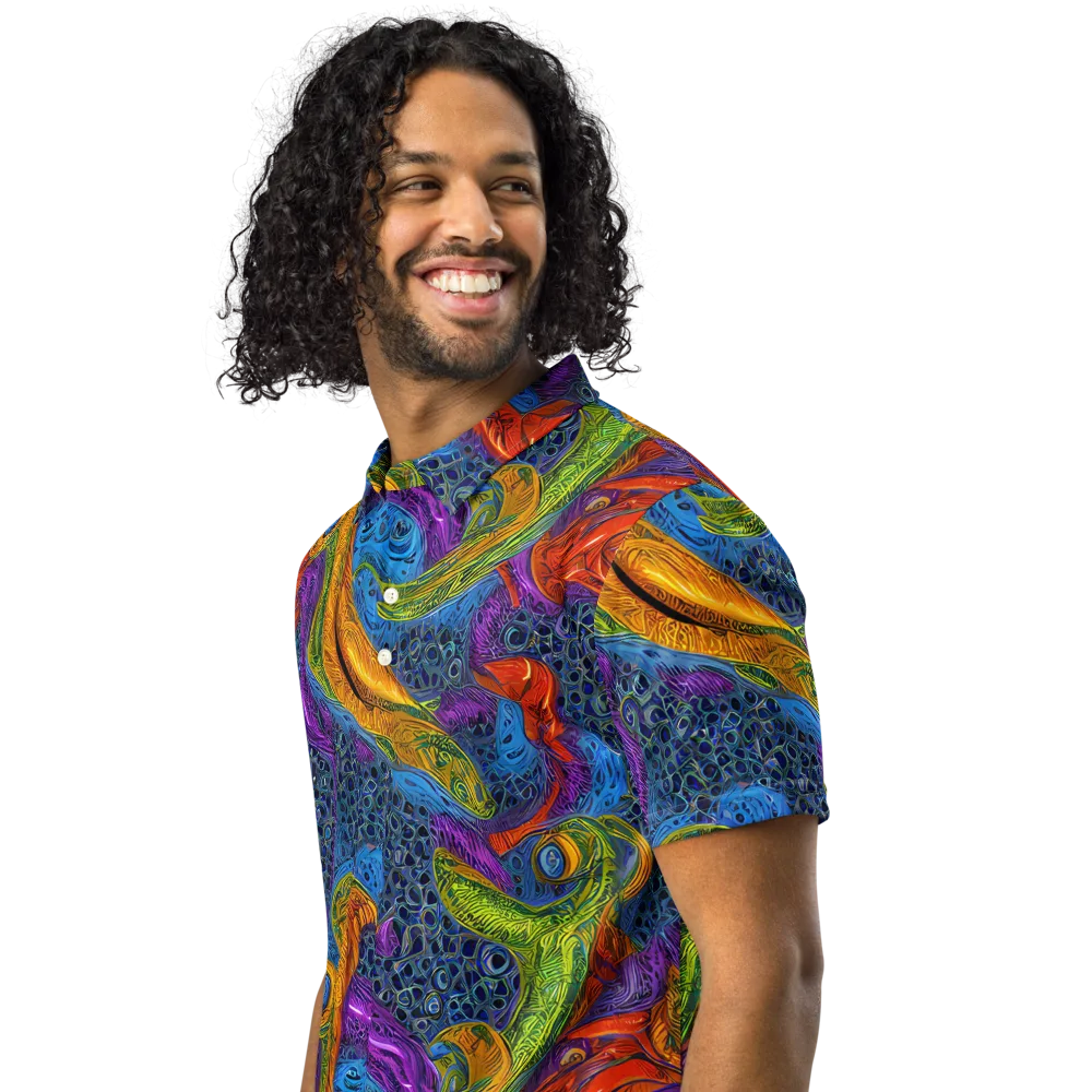 Reef of Fire on Men's Slim Fit Polo Shirt — Left Front