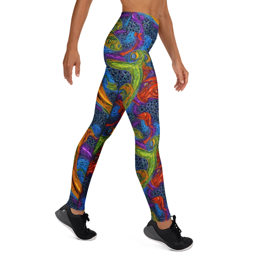 Reef of Fire on Yoga Leggings — Right