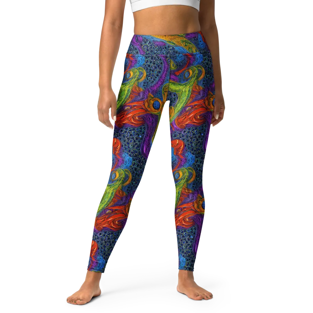 Reef of Fire on Yoga Leggings — Front