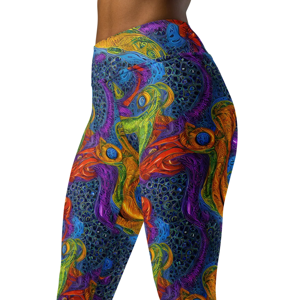 Reef of Fire on Yoga Leggings — Left Front