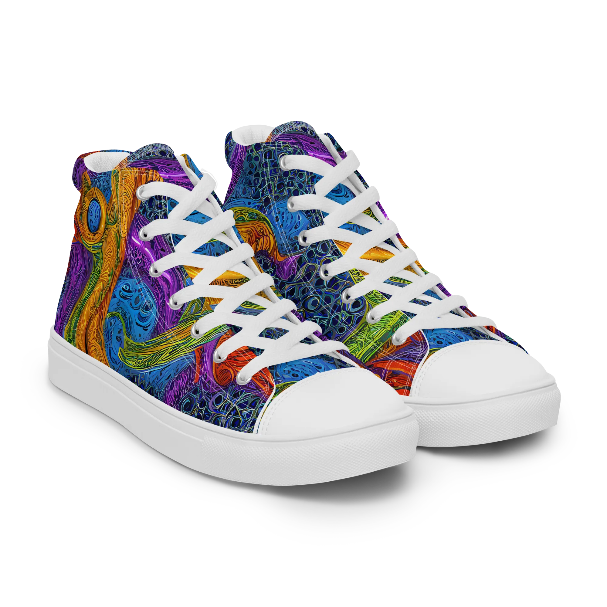 Reef of Fire on Men's High Top Canvas Shoes — Right Front