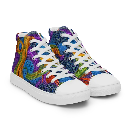 Reef of Fire on a Men's High Top Canvas Shoes