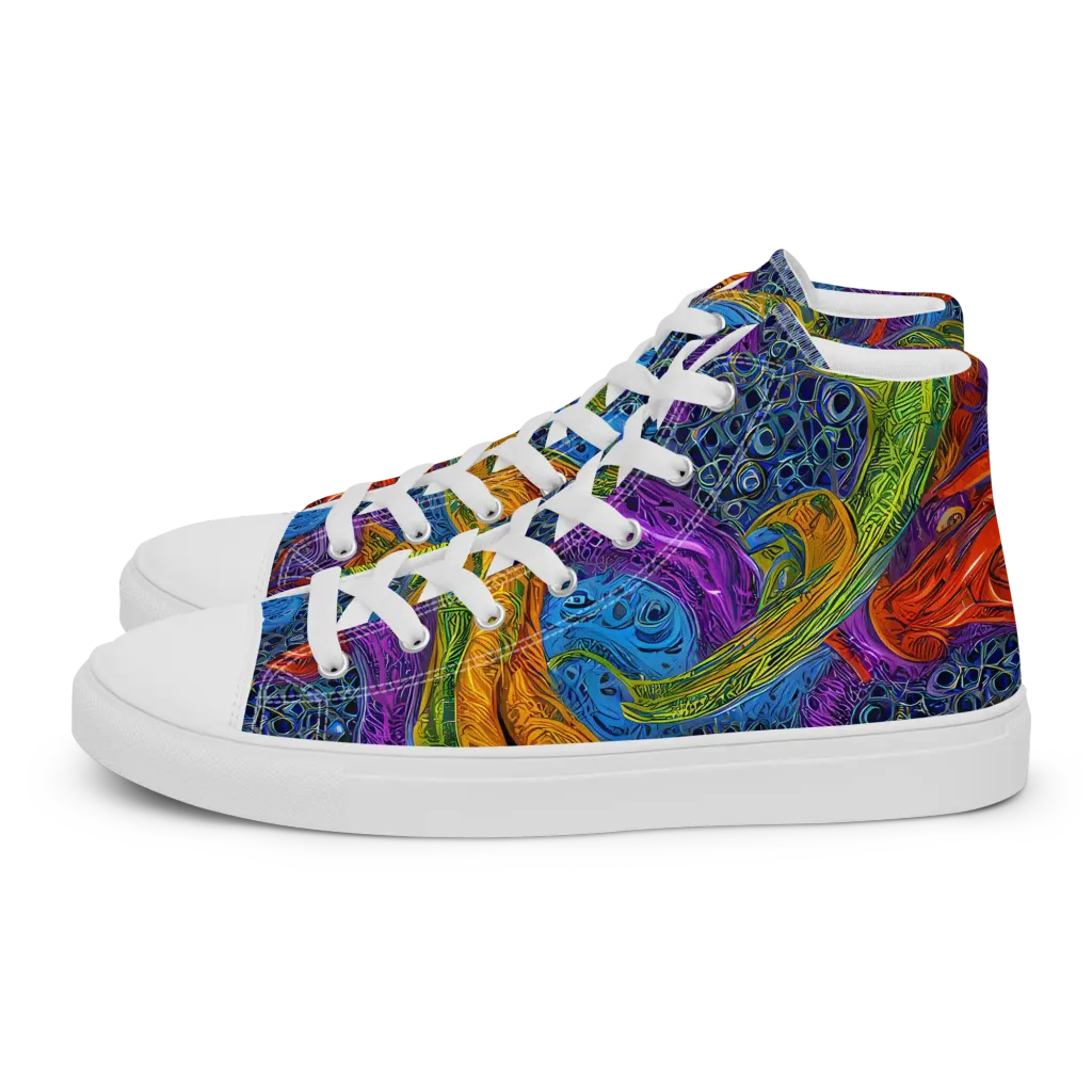 Reef of Fire on Men's High Top Canvas Shoes — Left
