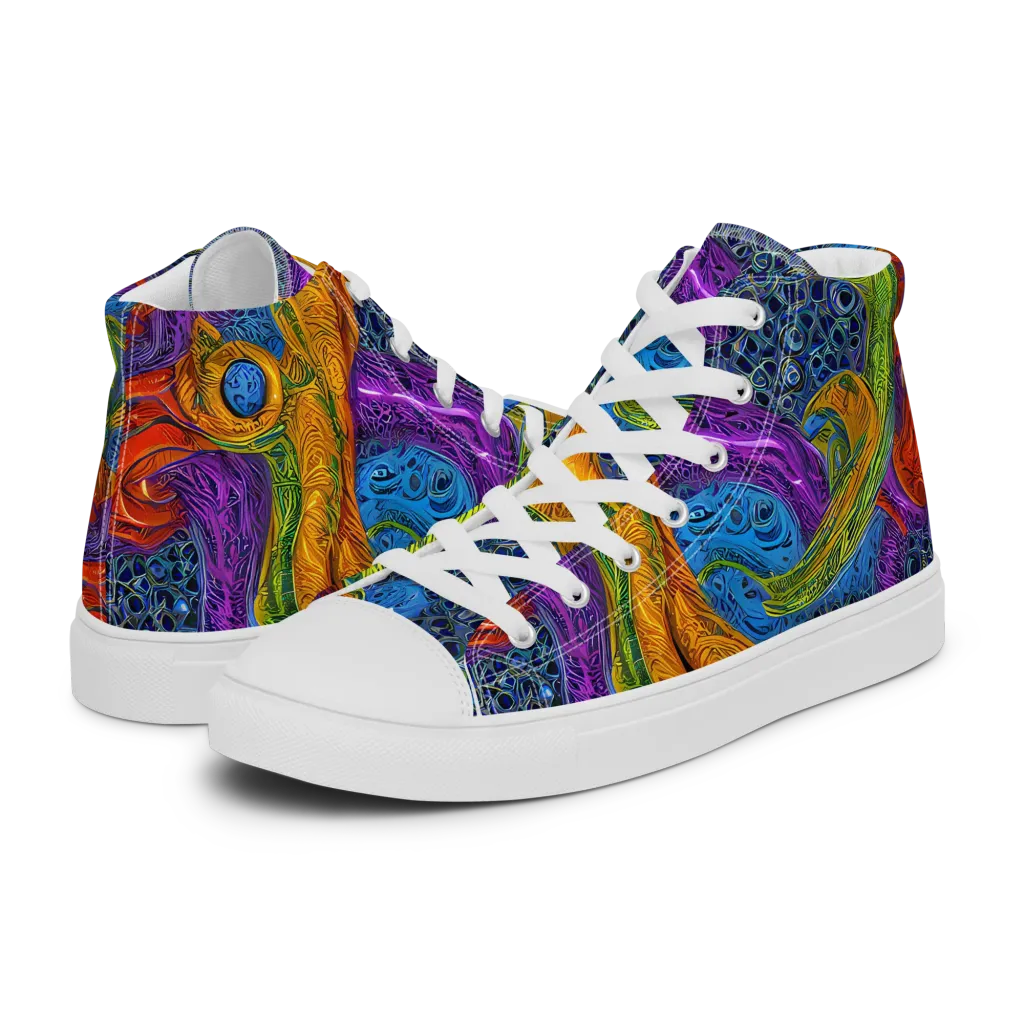 Reef of Fire on Men's High Top Canvas Shoes — Left