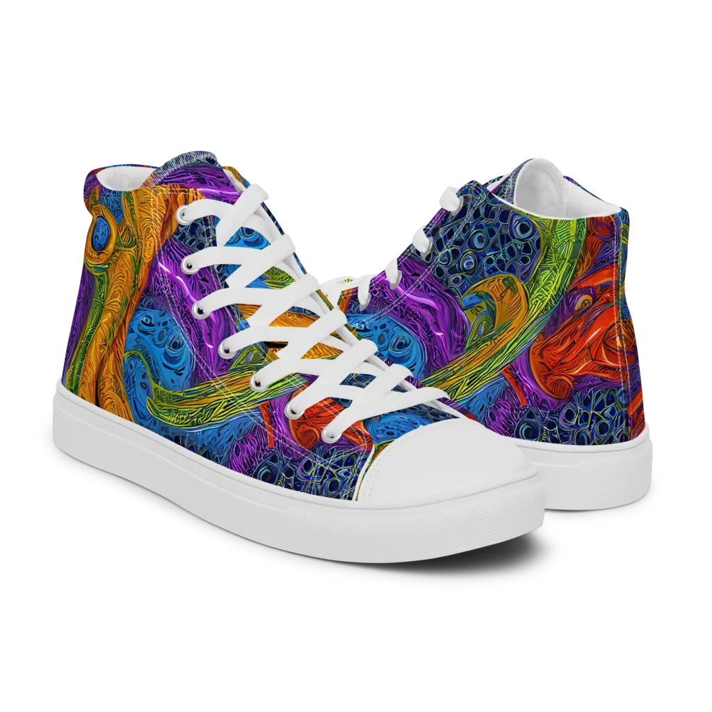 Reef of Fire on Men's High Top Canvas Shoes — Right