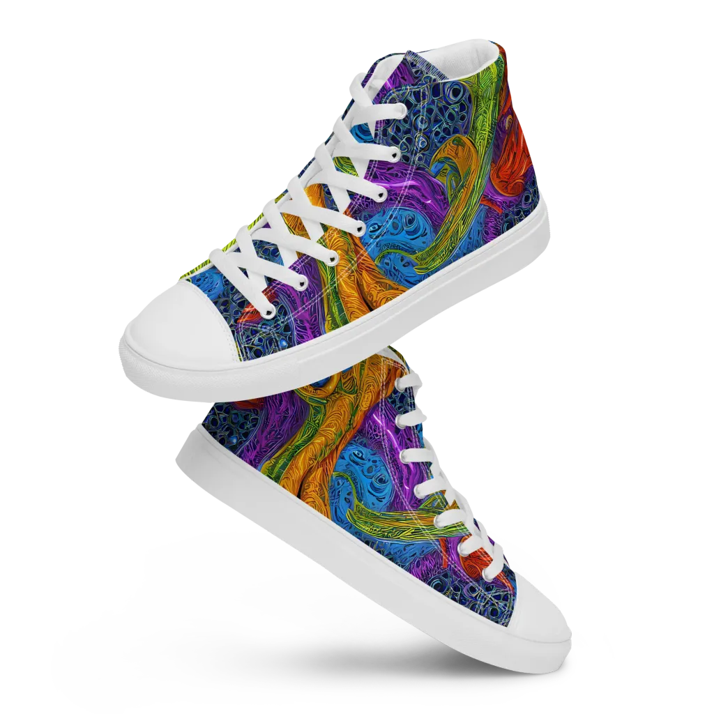 Reef of Fire on Men's High Top Canvas Shoes — Front