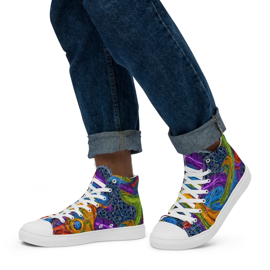 Reef of Fire on Men's High Top Canvas Shoes — Left