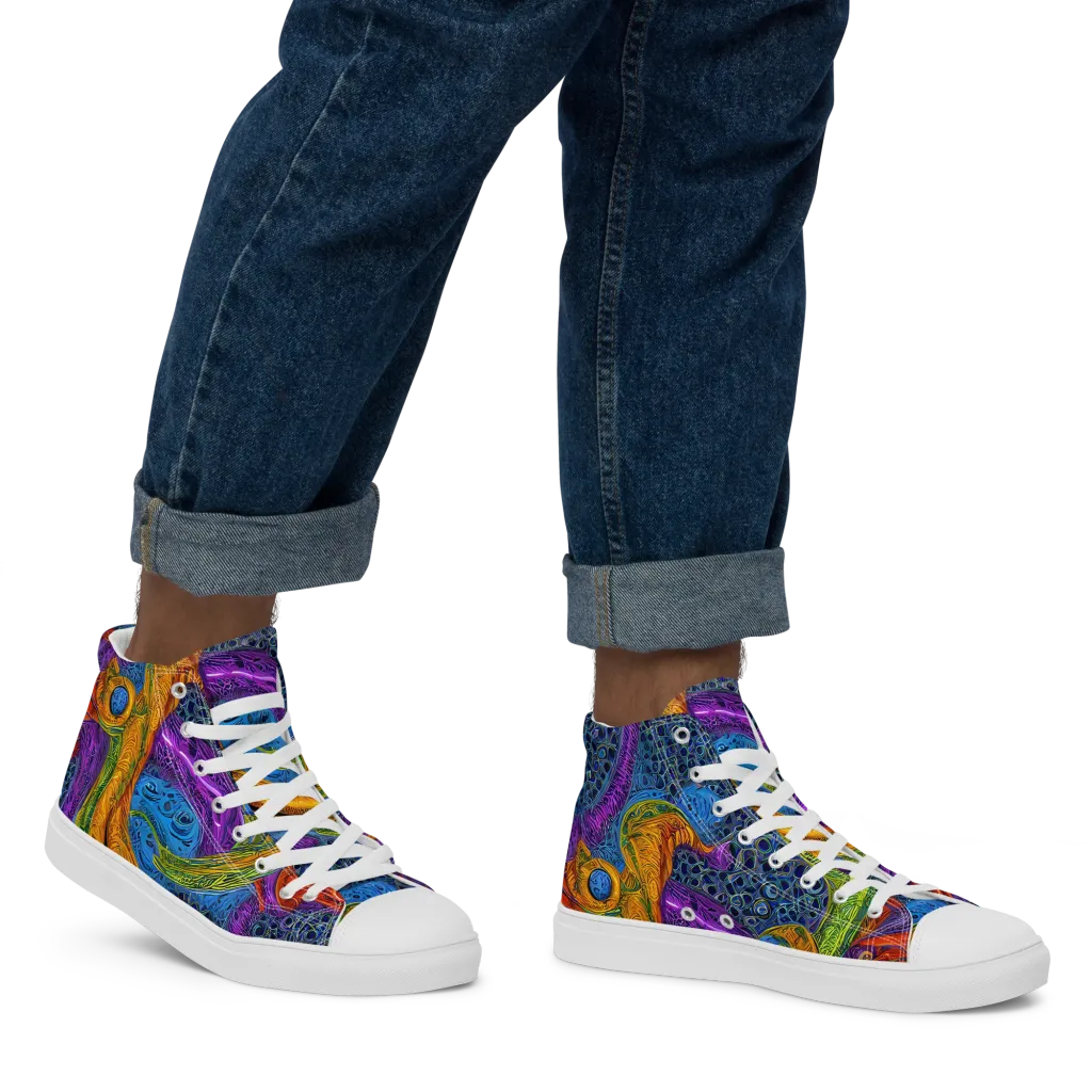 Reef of Fire on Men's High Top Canvas Shoes — Right