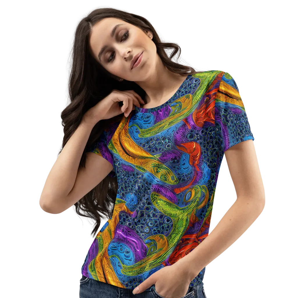 Reef of Fire on Women's Crew Neck T-Shirt — Left Front