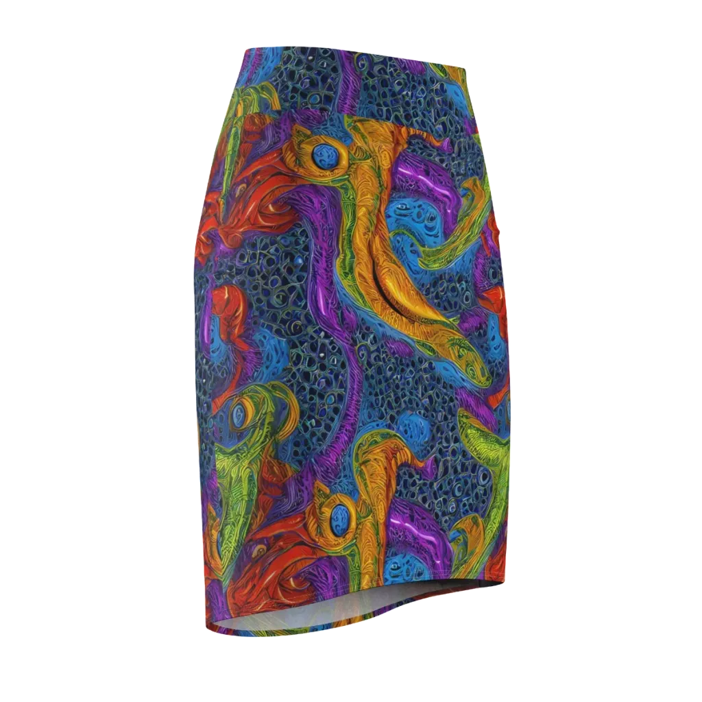 Reef of Fire on Pencil Skirt — Front Side