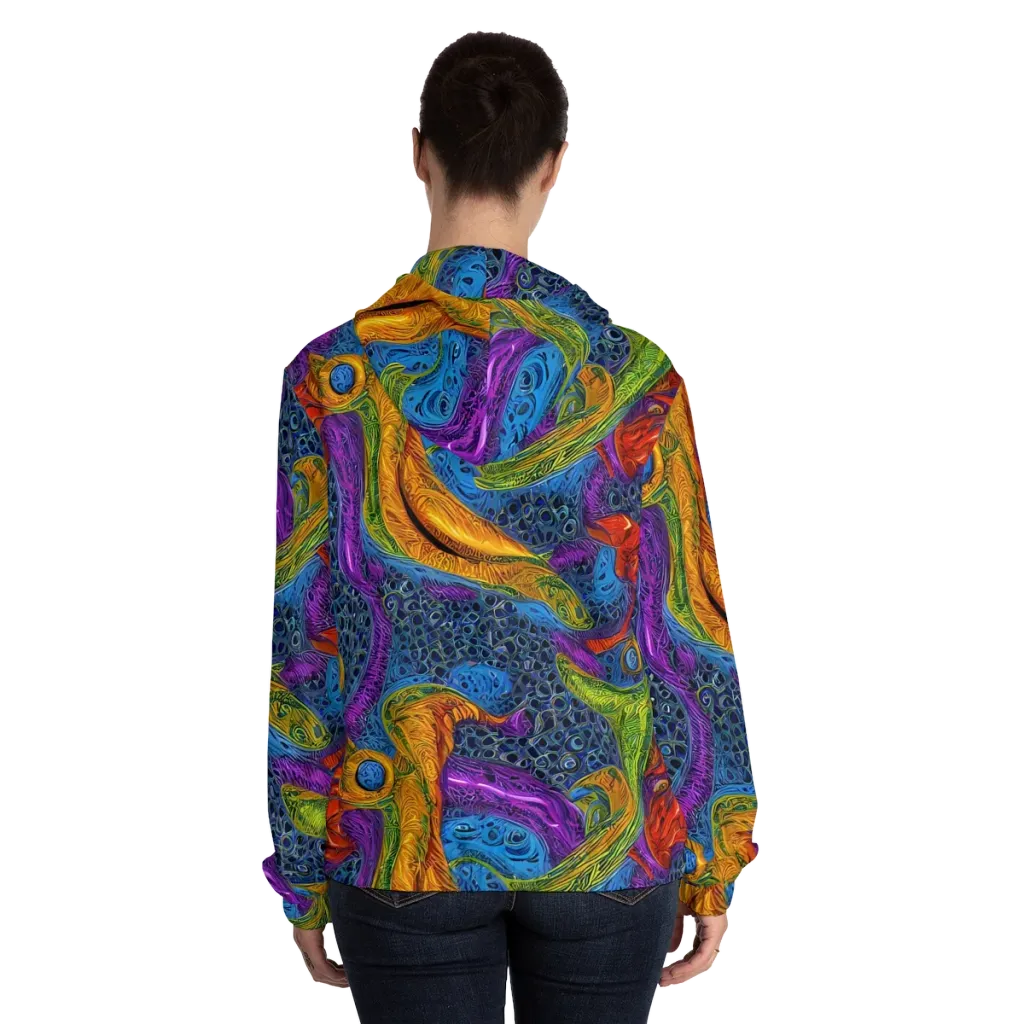 Reef of Fire on Women's Full-Zip Hoodie — Back On Person