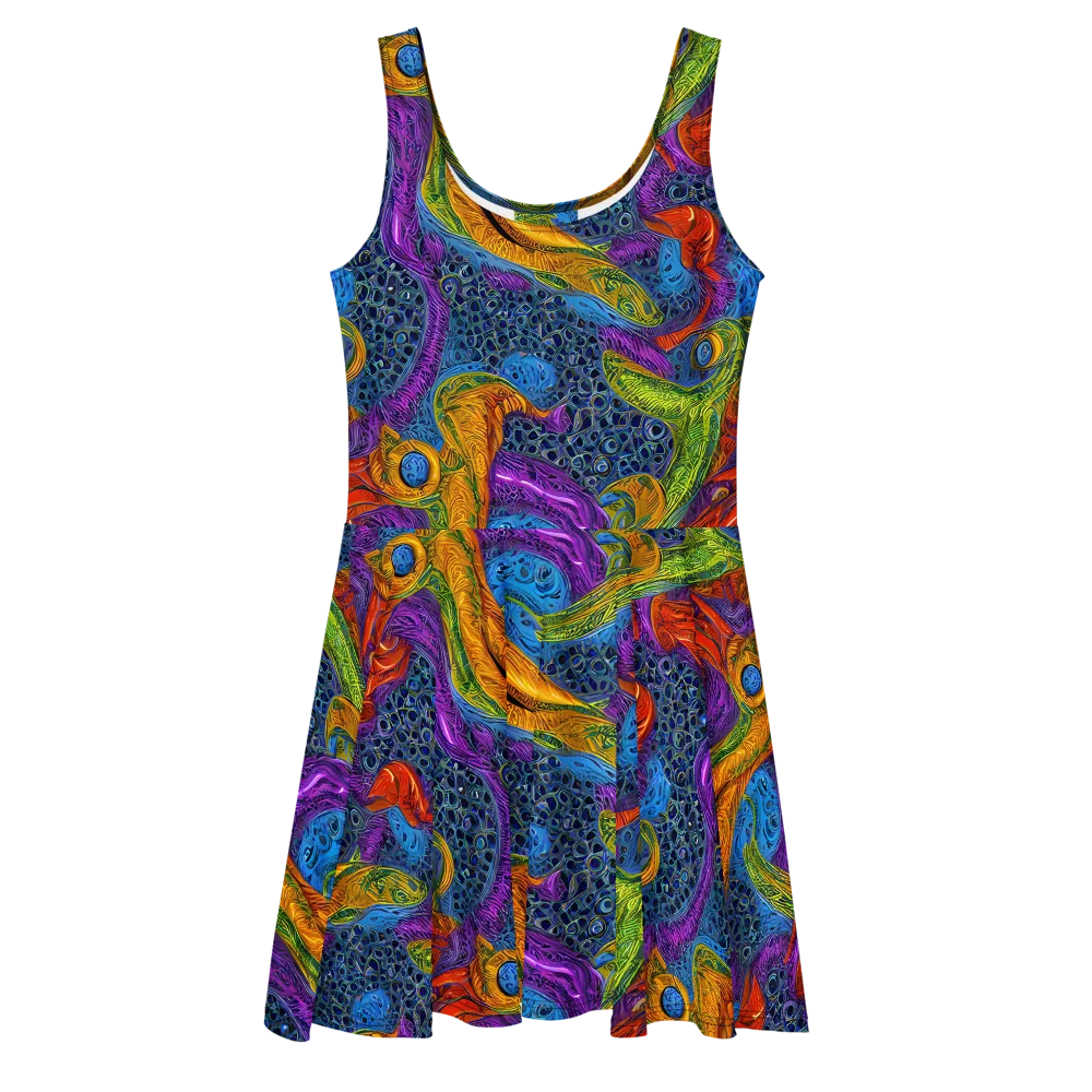 Reef of Fire on Skater Dress — Front