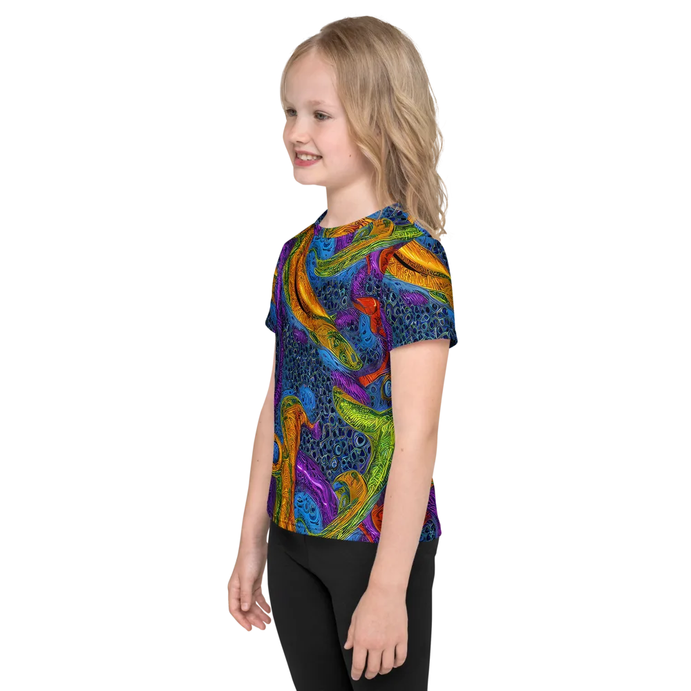 Reef of Fire on Kids Crew Neck T-Shirt — Left
