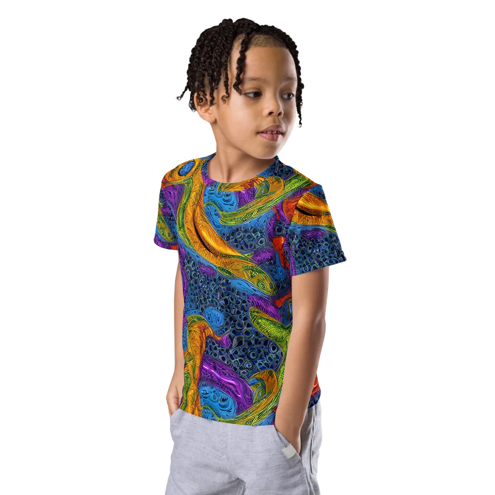 Reef of Fire on Kids Crew Neck T-Shirt — Left Front