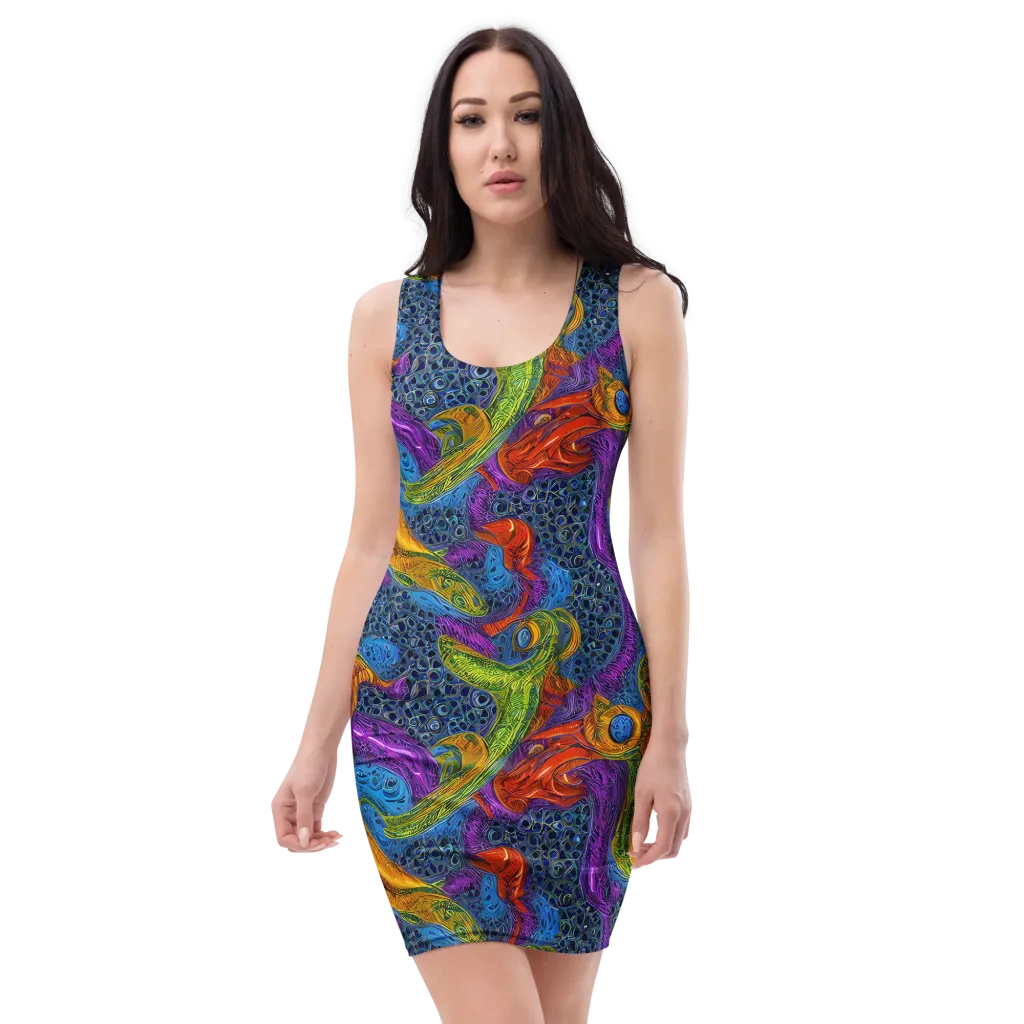 Reef of Fire on Bodycon Dress — Front