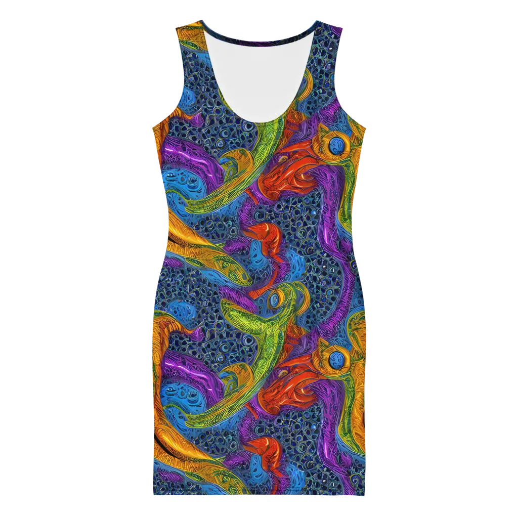 Reef of Fire on Bodycon Dress — Front