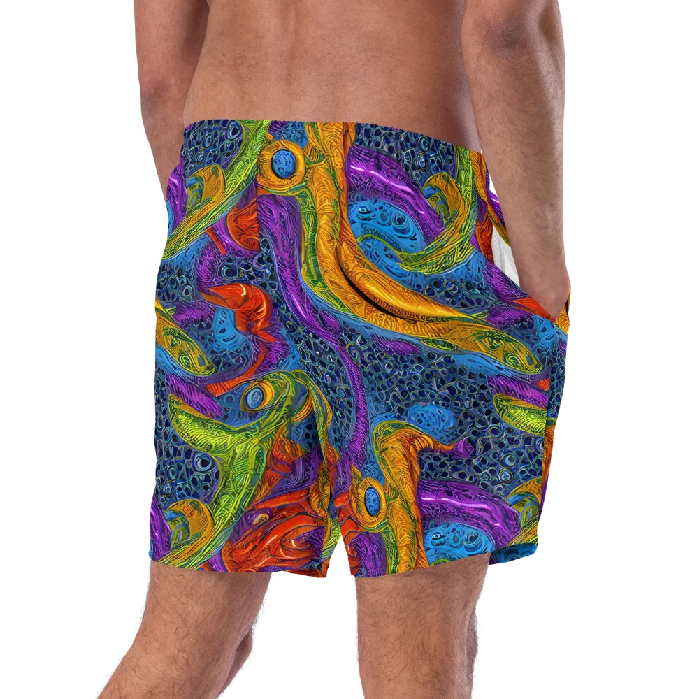 Reef of Fire on Swim Trunks — Right Back
