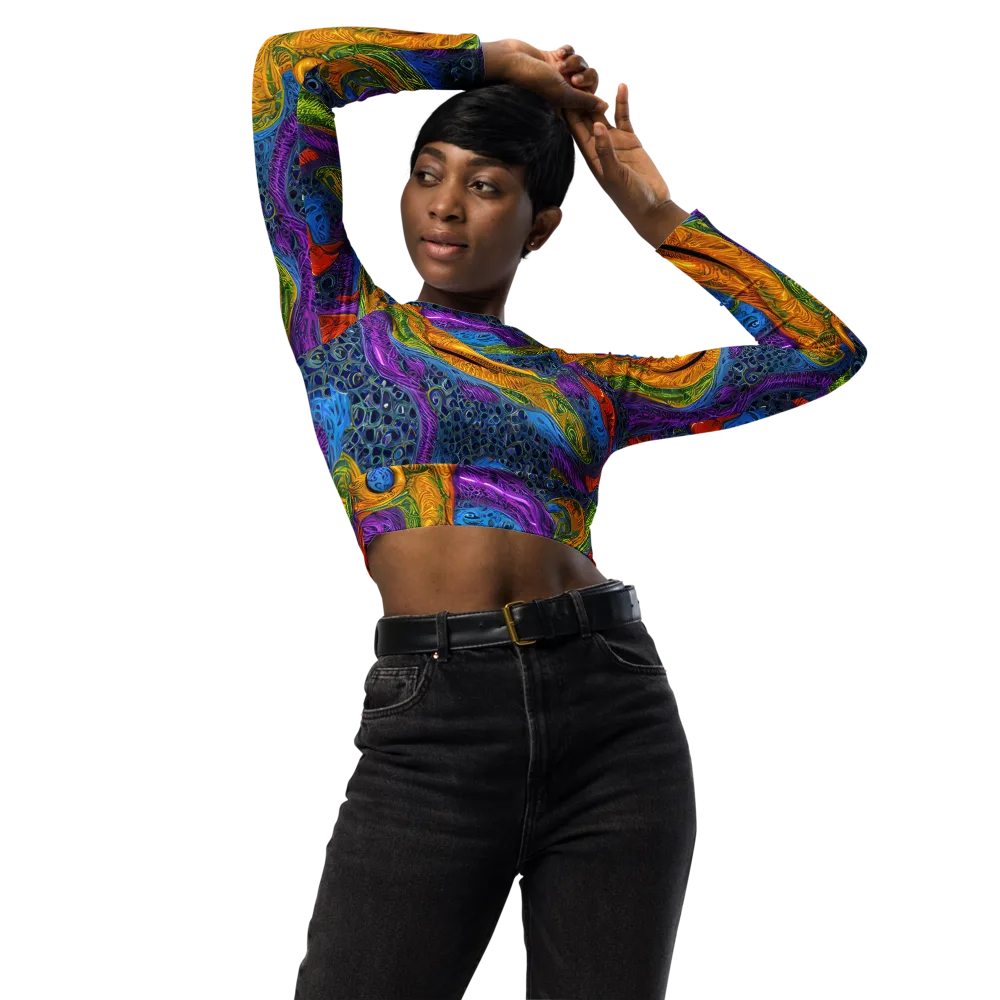 Reef of Fire on Long Sleeve Crop Top — Front