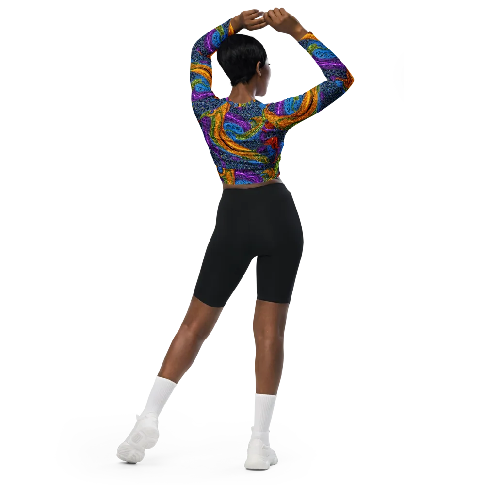 Reef of Fire on Long Sleeve Crop Top — Back