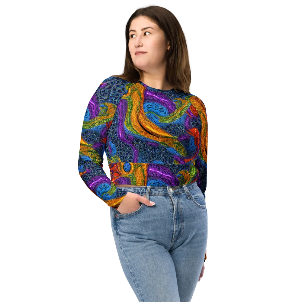 Reef of Fire on Long Sleeve Crop Top — Front