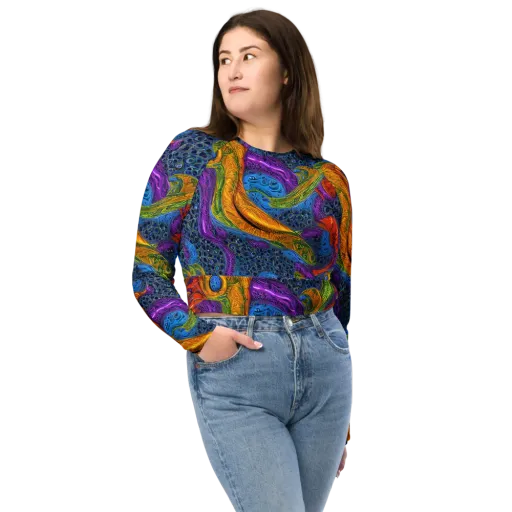 Reef of Fire on a Long Sleeve Crop Top