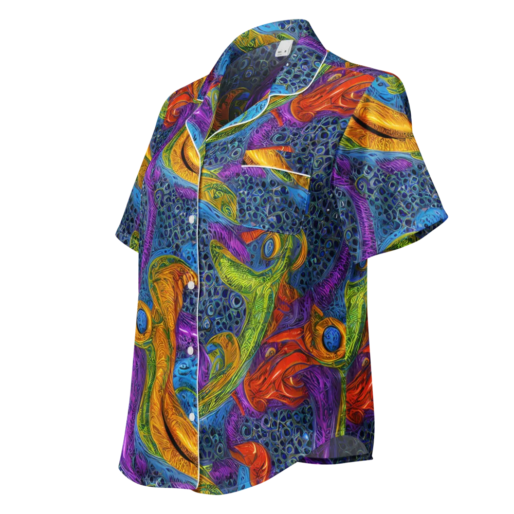Reef of Fire on Women's Short Sleeve Pajama Top — Left Front