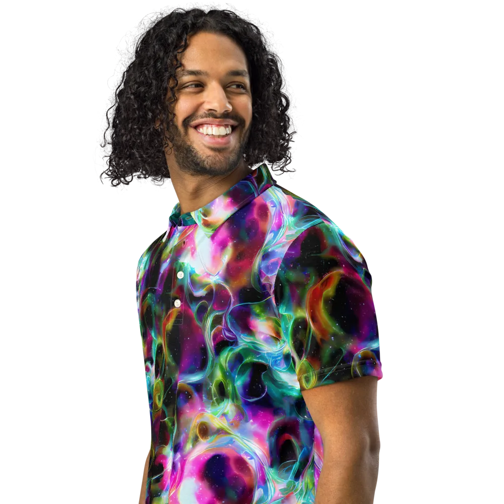Starfire Marble on Men's Slim Fit Polo Shirt — Left Front