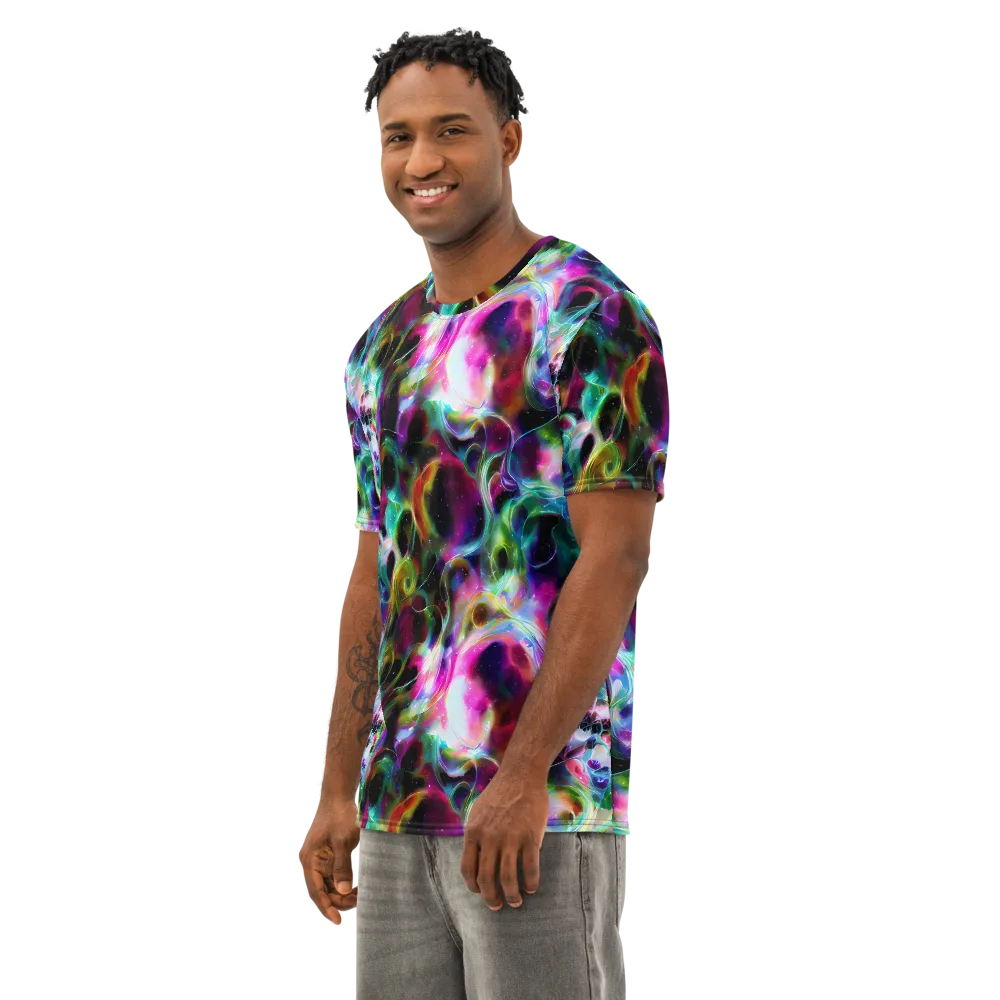 Starfire Marble on Men's Cotton Crew Neck T-Shirt — Left Front