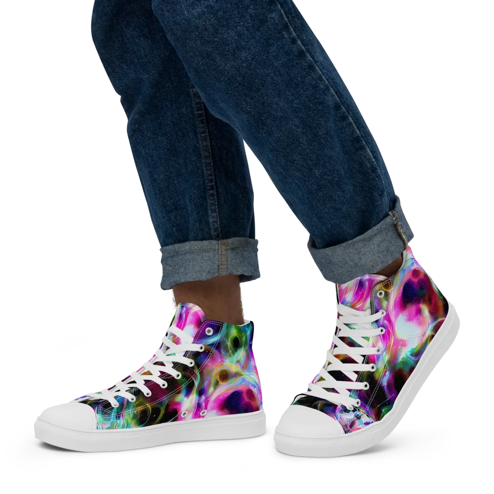Starfire Marble on Men's High Top Canvas Shoes — Left
