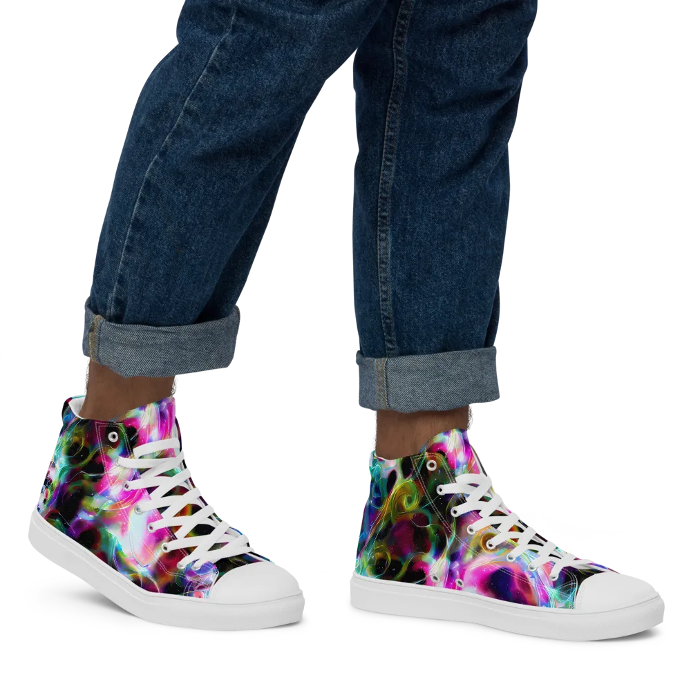Starfire Marble on Men's High Top Canvas Shoes — Right