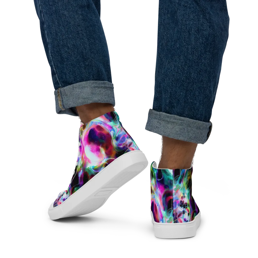 Starfire Marble on Men's High Top Canvas Shoes — Back